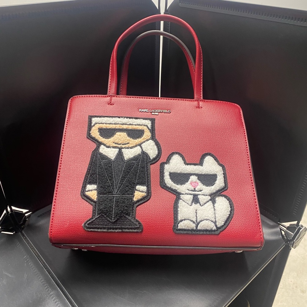 Karl Lagerfeld Red Hand Bag with detachable crossbody strap